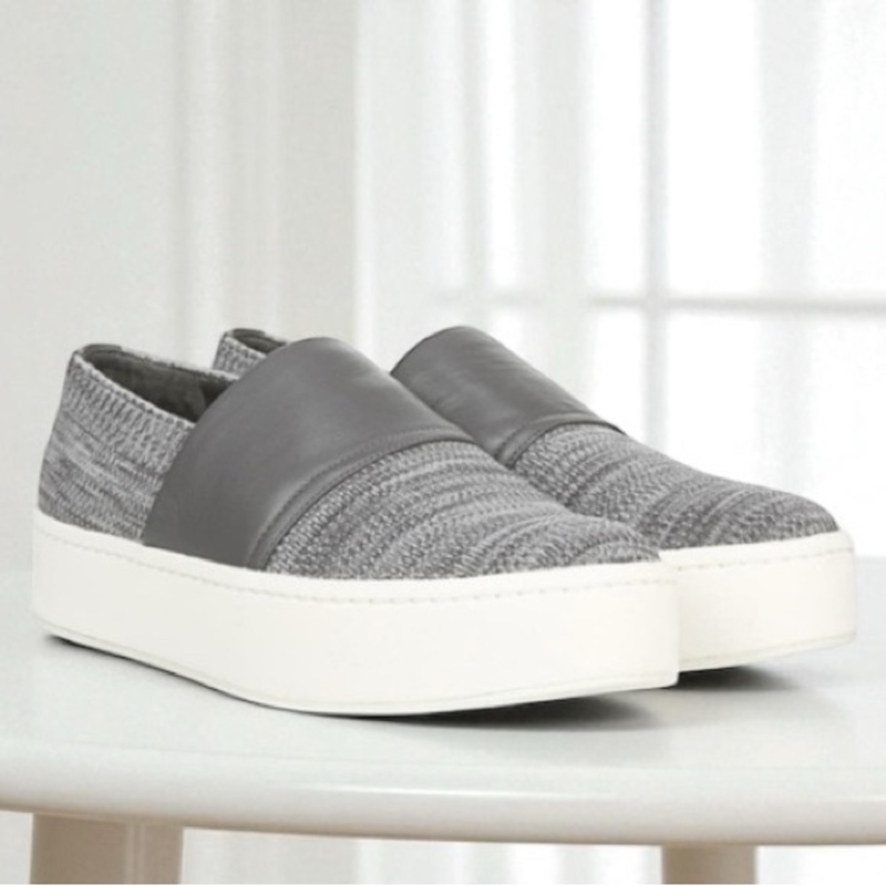Vince Women’s Gray Ward Knit‎ Platform Slip On Gray Casual Shoes Size 8